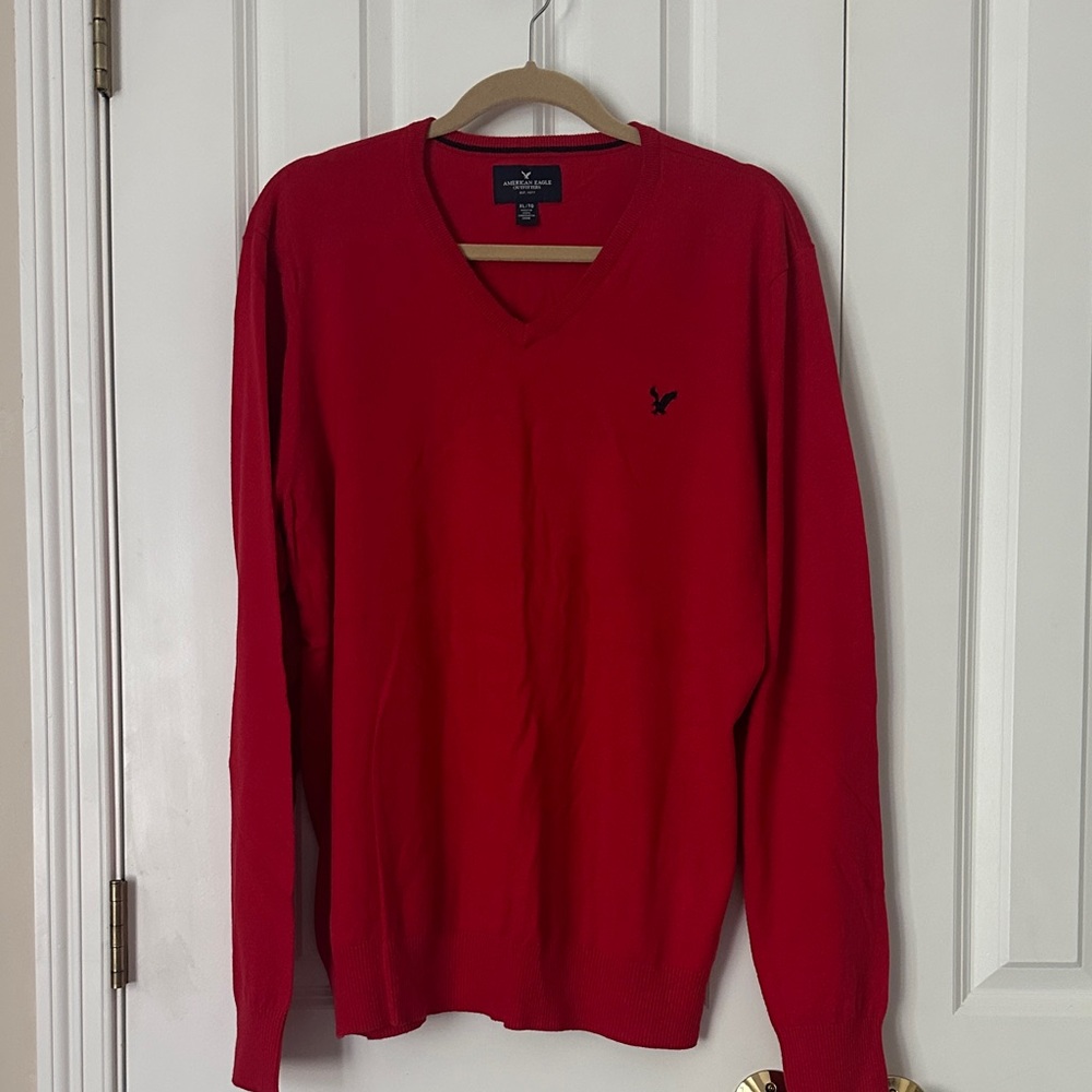 American Eagle Outfitters Bold Red V-Neck Sweater